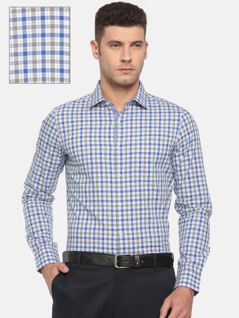 

Excalibur Men Blue & White Slim Fit Checked Formal Shirt