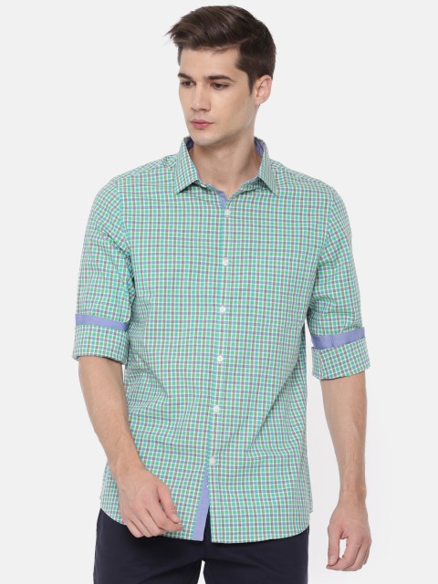 

Excalibur Men Green & Grey Slim Fit Checked Casual Shirt