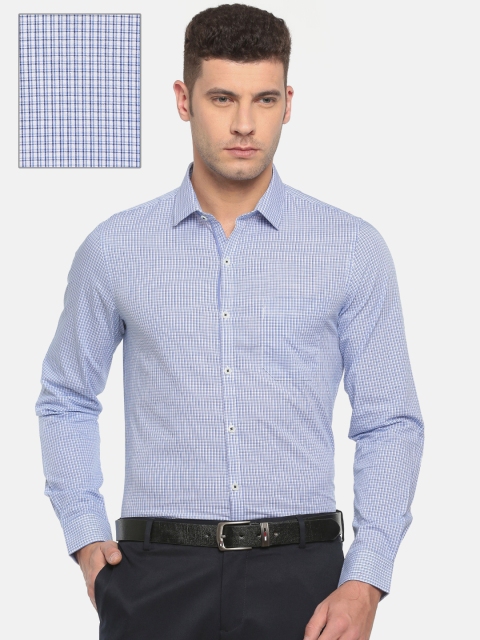 

Excalibur Men Blue & White Slim Fit Checked Formal Shirt
