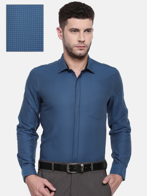 

Excalibur Men Blue & Black Slim Fit Checked Formal Shirt