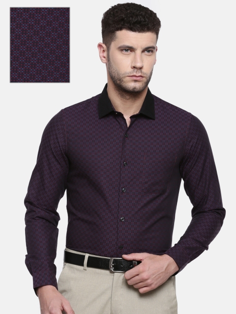 

Excalibur Men Maroon & Blue Slim Fit Checked Formal Shirt