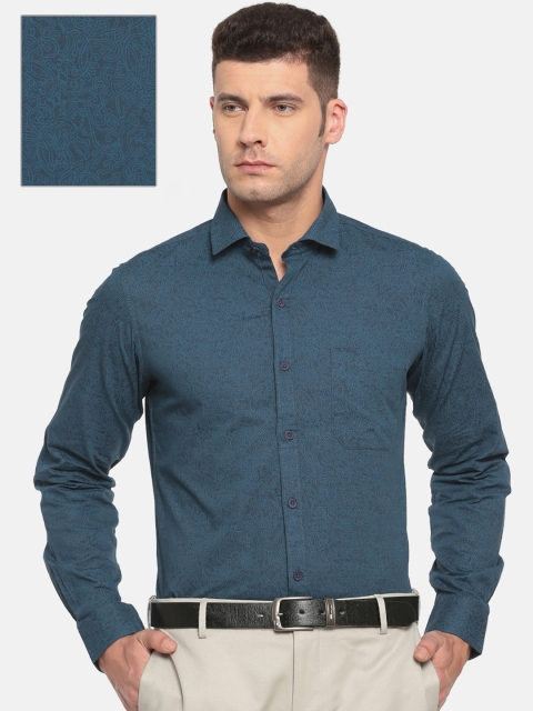 

Excalibur Men Teal Blue Slim Fit Printed Formal Shirt