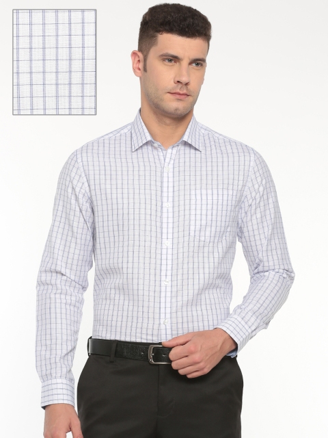 

Excalibur Men White & Blue Regular Fit Checked Formal Shirt