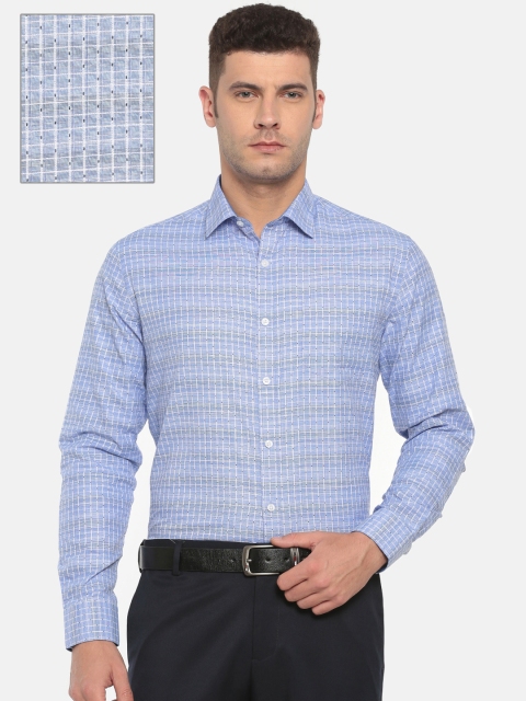 

Excalibur Men Blue Classic Classic Fit Checked Formal Shirt