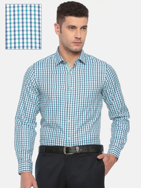 

Excalibur Men White & Green Slim Fit Checked Formal Shirt