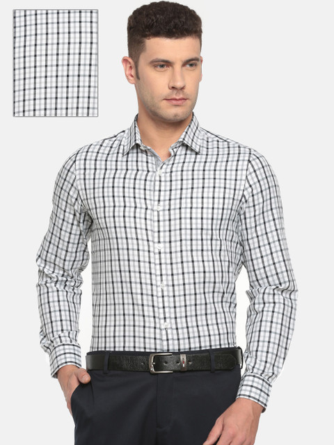 

Excalibur Men White & Grey Slim Fit Checked Formal Shirt