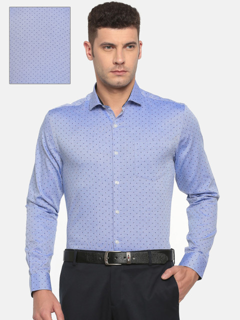 

Excalibur Men Blue Classic Fit Self-Design Formal Shirt