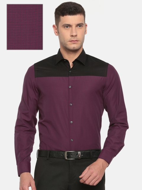 

Excalibur Men Maroon & Navy Slim Fit Checked Formal Shirt
