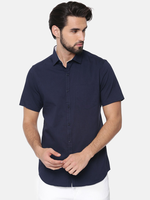 

Excalibur Men Navy Blue Slim Fit Solid Casual Shirt