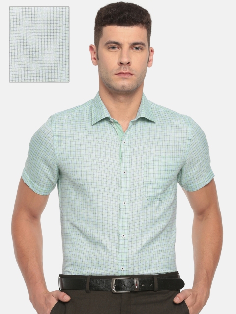 

Excalibur Men Blue & Green Classic Regular Fit Checked Formal Shirt