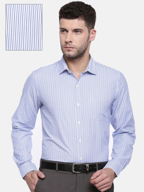 

Excalibur Men Blue & White Regular Fit Striped Formal Shirt
