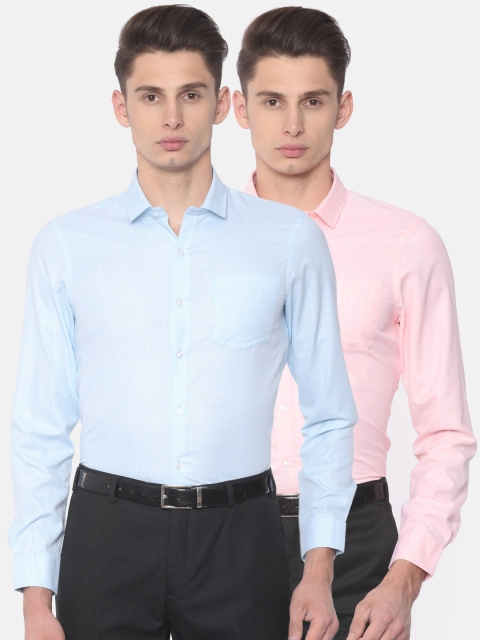 

Excalibur Men Assorted Pack of 2 Slim Fit Solid Formal Shirt