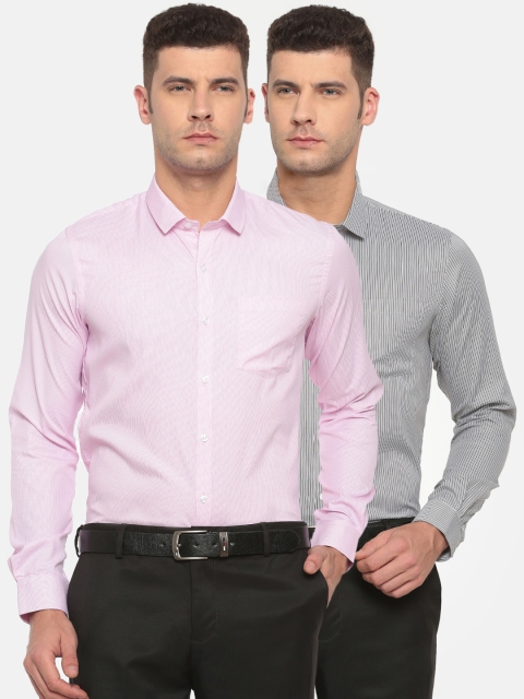 Excalibur Men Assorted Pack of 2 Slim Fit Printed Formal Shirts