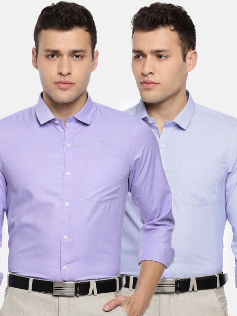 

Excalibur Men Purple & Blue Slim Fit Solid Formal Shirt