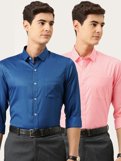 

Excalibur Men Pack of 2 Assorted Slim Fit Self Design Formal Shirt