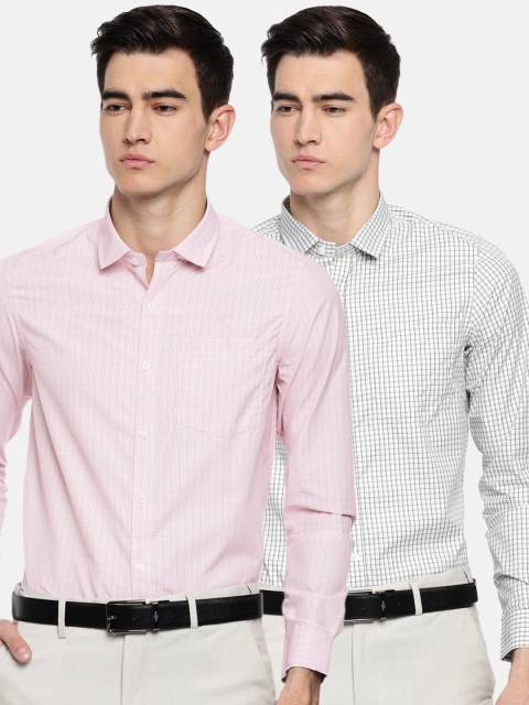

Excalibur Men Pink & Green Slim Fit Checked Formal Shirt