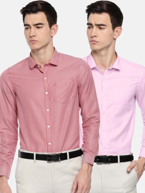 

Excalibur Men Red & Pink Slim Fit Solid Formal Shirt