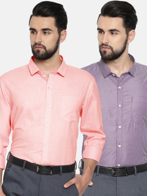 

Excalibur Men Pack of 2 Assorted Slim Fit Solid Formal Shirts