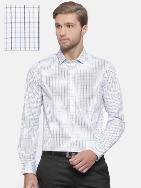 

Excalibur Men White & Blue Slim Fit Checked Formal Shirt