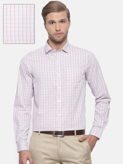 

Excalibur Men White & Red Slim Fit Checked Formal Shirt