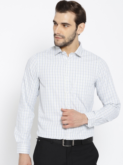 

Excalibur Men White & Green Slim Fit Checked Formal Shirt