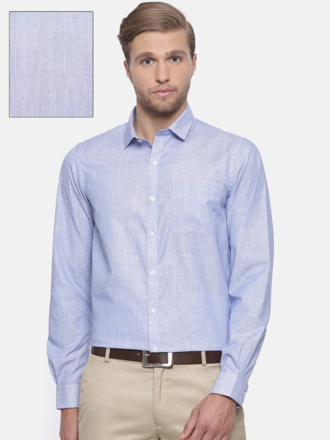 

Excalibur Men Blue & Off-White Slim Fit Self Design Formal Shirt