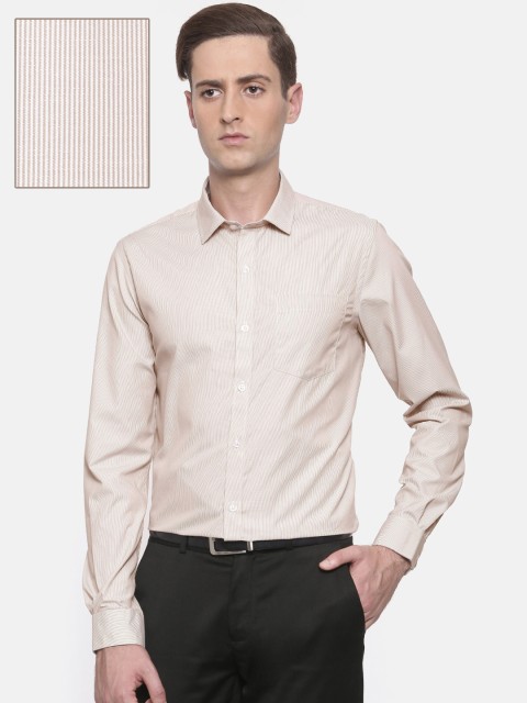 

Excalibur Men Beige & White Slim Fit Striped Formal Shirt