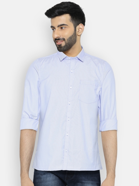 

Excalibur Men Blue & Off-White Slim Fit Striped Formal Shirt
