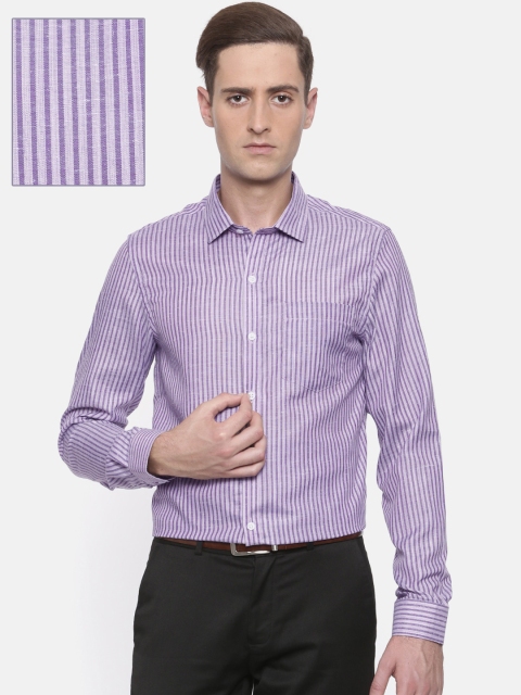 

Excalibur Men Purple & Grey Slim Fit Striped Formal Shirt