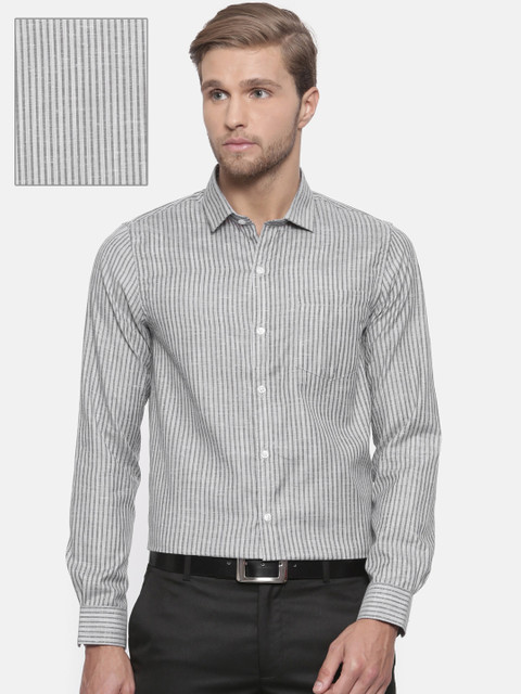 

Excalibur Men Grey Slim Fit Striped Formal Shirt