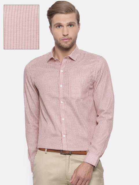 

Excalibur Men Red & Beige Slim Fit Striped Formal Shirt