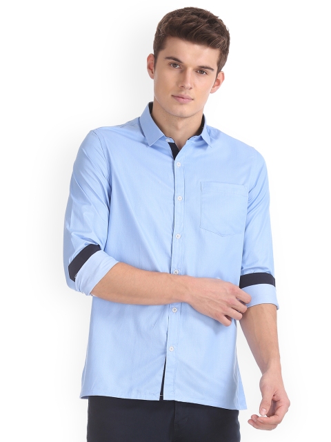 

Excalibur Men Turquoise Blue Slim Fit Solid Casual Shirt