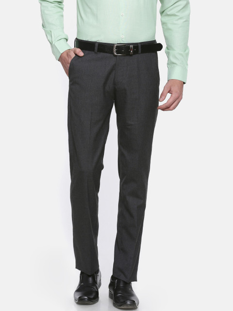 

Excalibur Men Charcoal Grey Classic Regular Fit Solid Formal Trousers