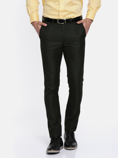 

Excalibur Men Black Super Slim Fit Self Design Formal Trousers