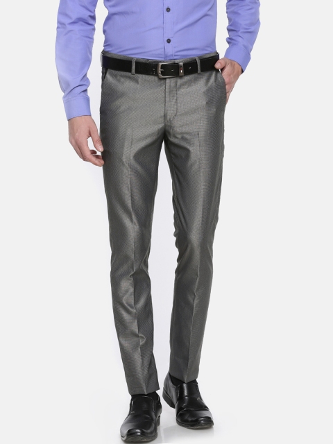 

Excalibur Men Grey Super Slim Fit Solid Formal Trousers, Brown