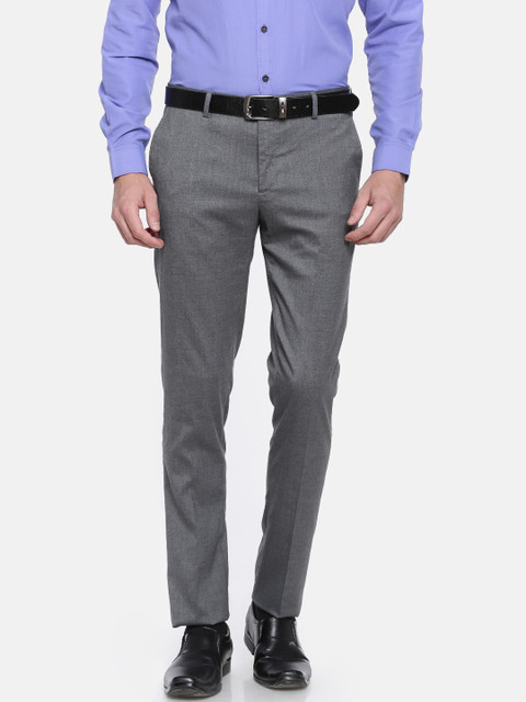 

Excalibur Men Grey Super Slim Fit Solid Formal Trousers