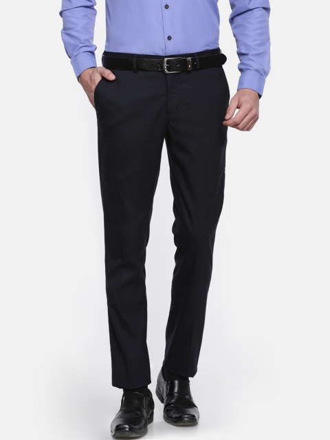 

Excalibur Men Navy Blue Super Slim Fit Solid Formal Trousers