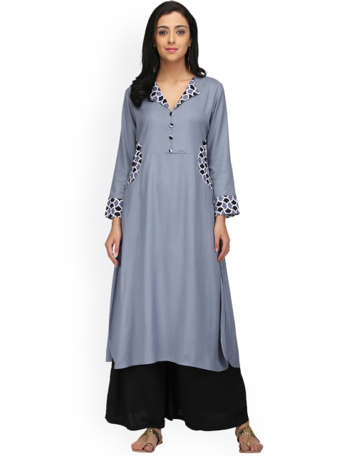 

Abhishti Women Grey Printed Kurta with Palazzos