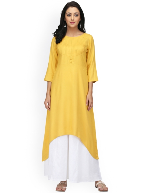 

Abhishti Women Mustard Solid Kurta with Palazzos