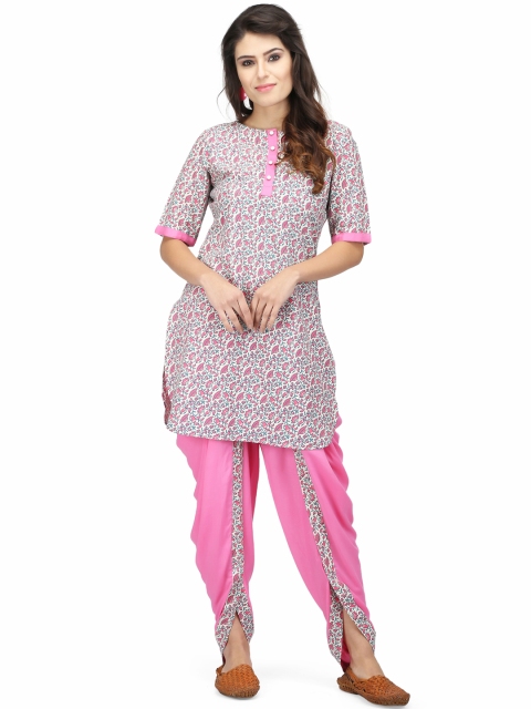 

Abhishti Women Pink Printed Kurti with Dhoti Pants