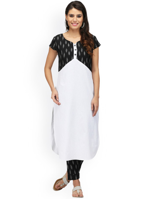 

Abhishti Women White Yoke Design Kurta with Trousers