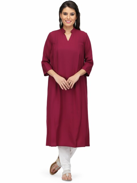 

Abhishti Women Maroon Solid Kurta with Trousers