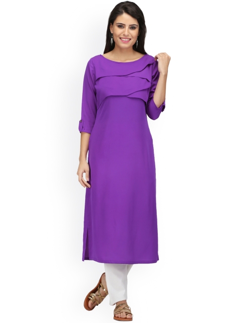 

Abhishti Women Purple Solid Kurta with Trousers