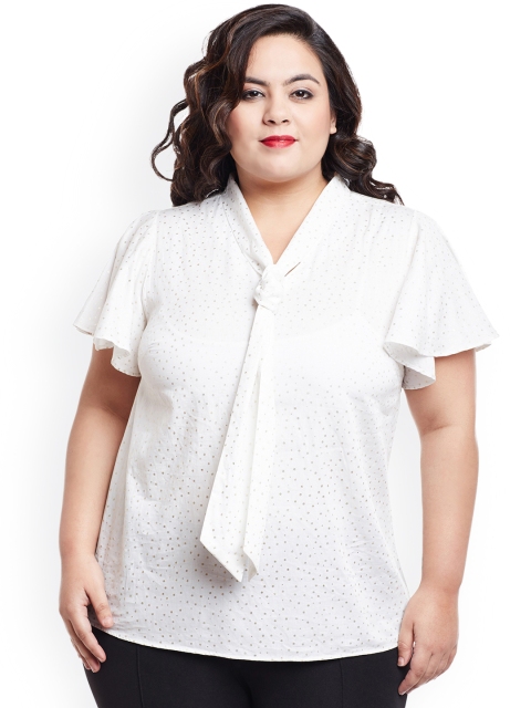 

NuBella Plus Size Women White Printed Top