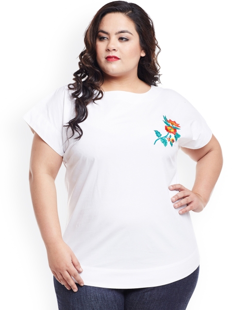 

NuBella Plus Size Women White Solid Top
