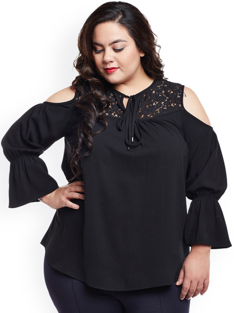 

NuBella Plus Size Women Black Solid Top