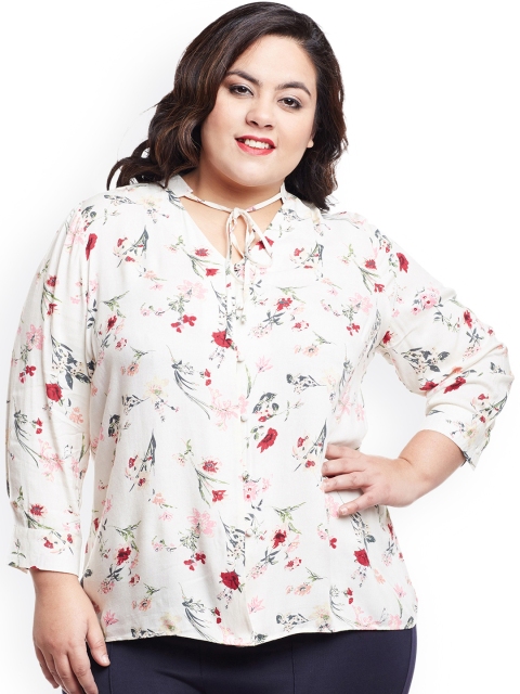 

NuBella Plus Size Women Off-White Printed Top