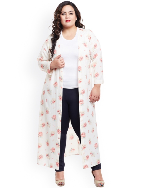 

NuBella Plus Size White Printed Open Front Shrug