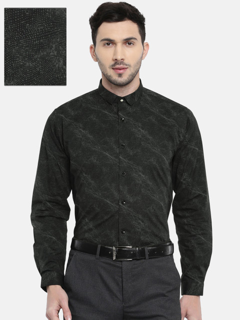 

V Dot Men Black & Grey Slim Fit Printed Formal Shirt