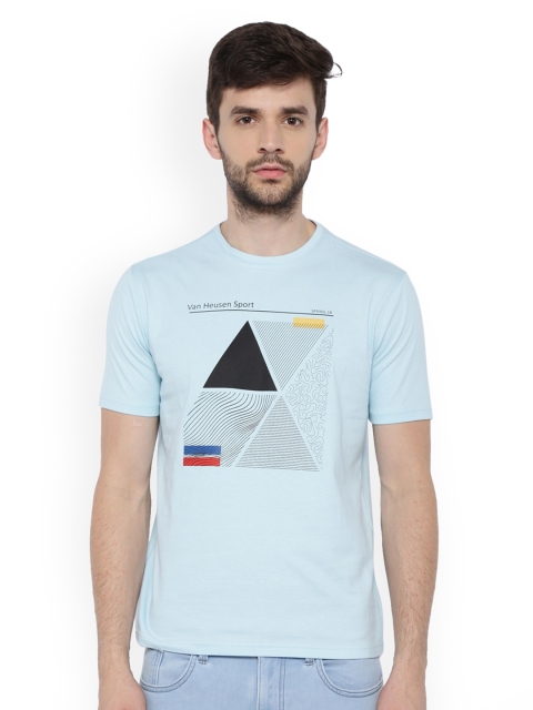 

Van Heusen Sport Men Turquoise Blue Printed Polo Collar T-shirt